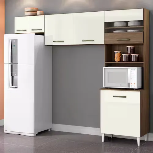 Cozinha Compacta Aramveis Harmonia Com 6 Portas E 4 Prateleiras - 226cm De Largura - mbar Tx/Off White